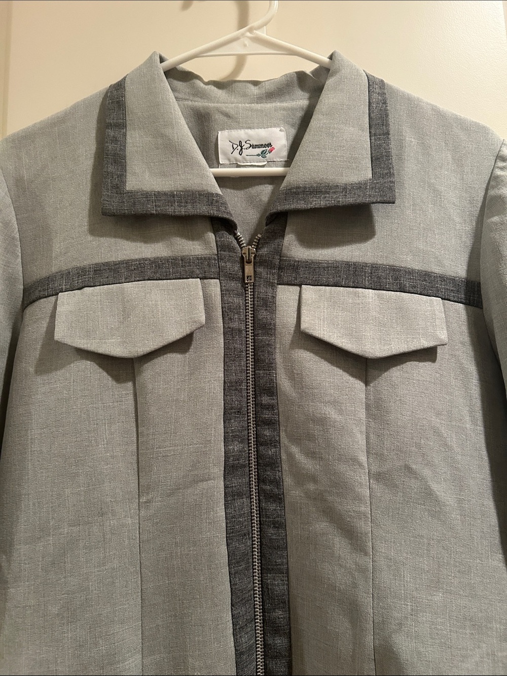 D.J.Summers Vintage Gab Military Vibe Women’s ZipUp Jacket Faux Front Pockets
